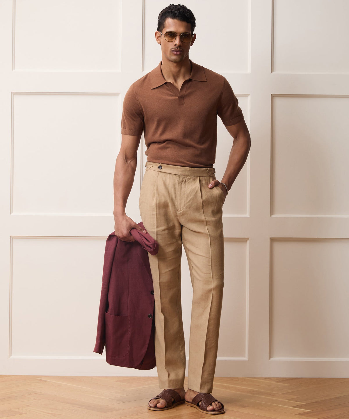 Todd Snyder Silk-Cashmere Montauk Sweater Polo - Weathered Oak