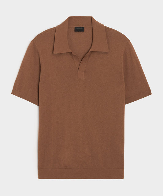 Todd Snyder Silk-Cashmere Montauk Sweater Polo - Weathered Oak