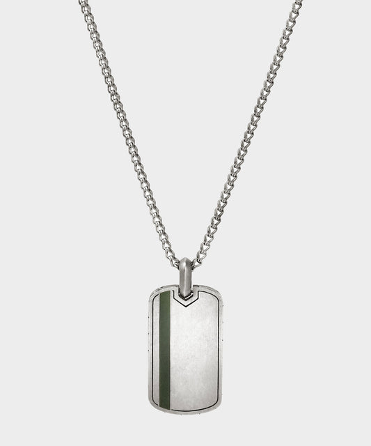 Todd Snyder Todd Snyder x John Hardy Silver Green Enamel Dog Tag Pendant - Silver