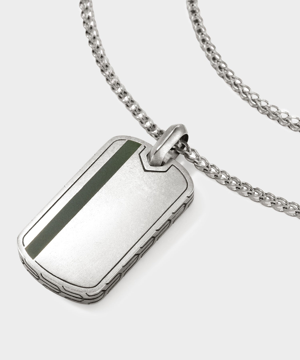Todd Snyder Todd Snyder x John Hardy Silver Green Enamel Dog Tag Pendant - Silver