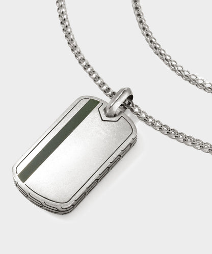 Todd Snyder Todd Snyder x John Hardy Silver Green Enamel Dog Tag Pendant - Silver
