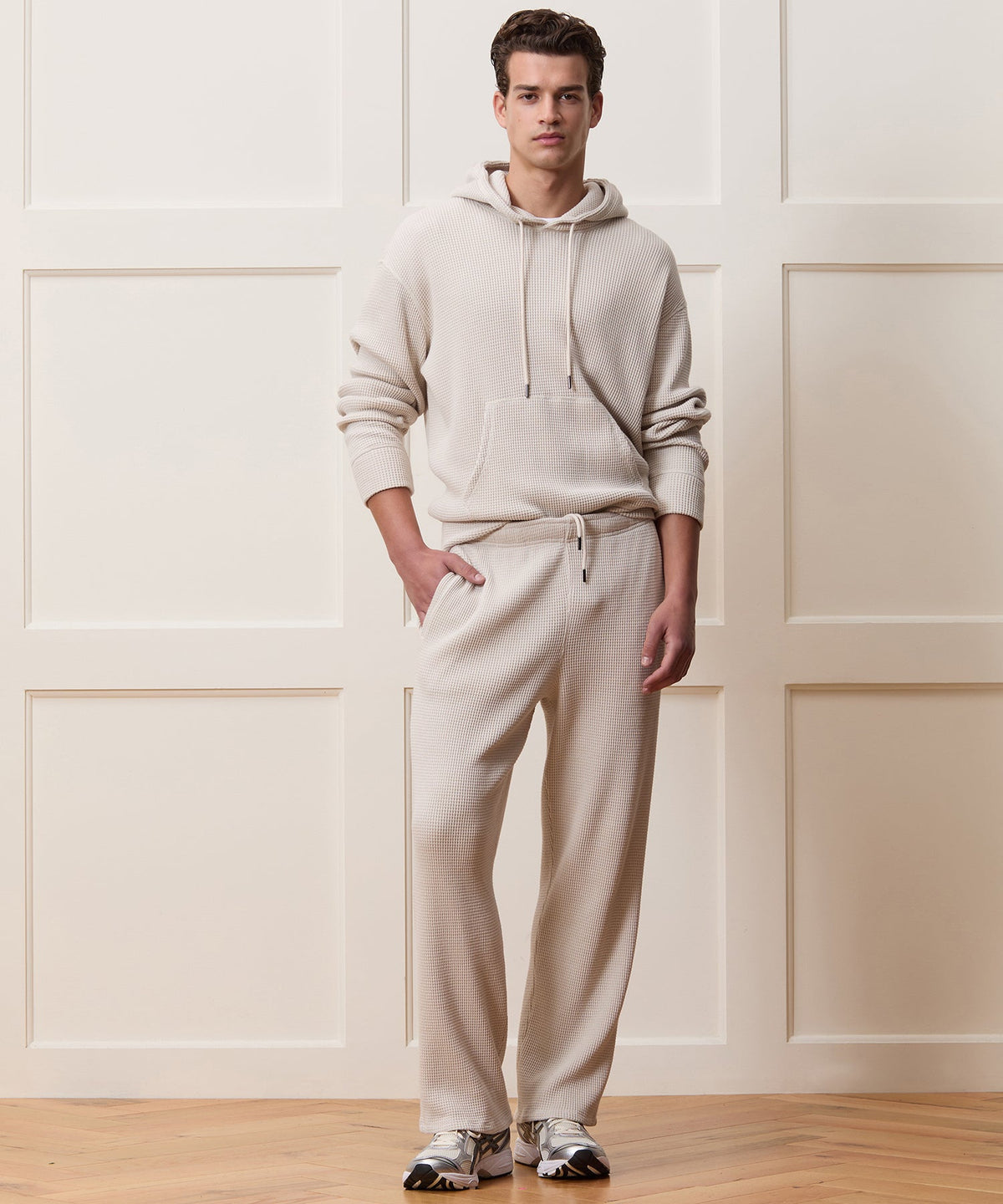 Todd Snyder Portuguese Cotton Waffle Hoodie - Pumice