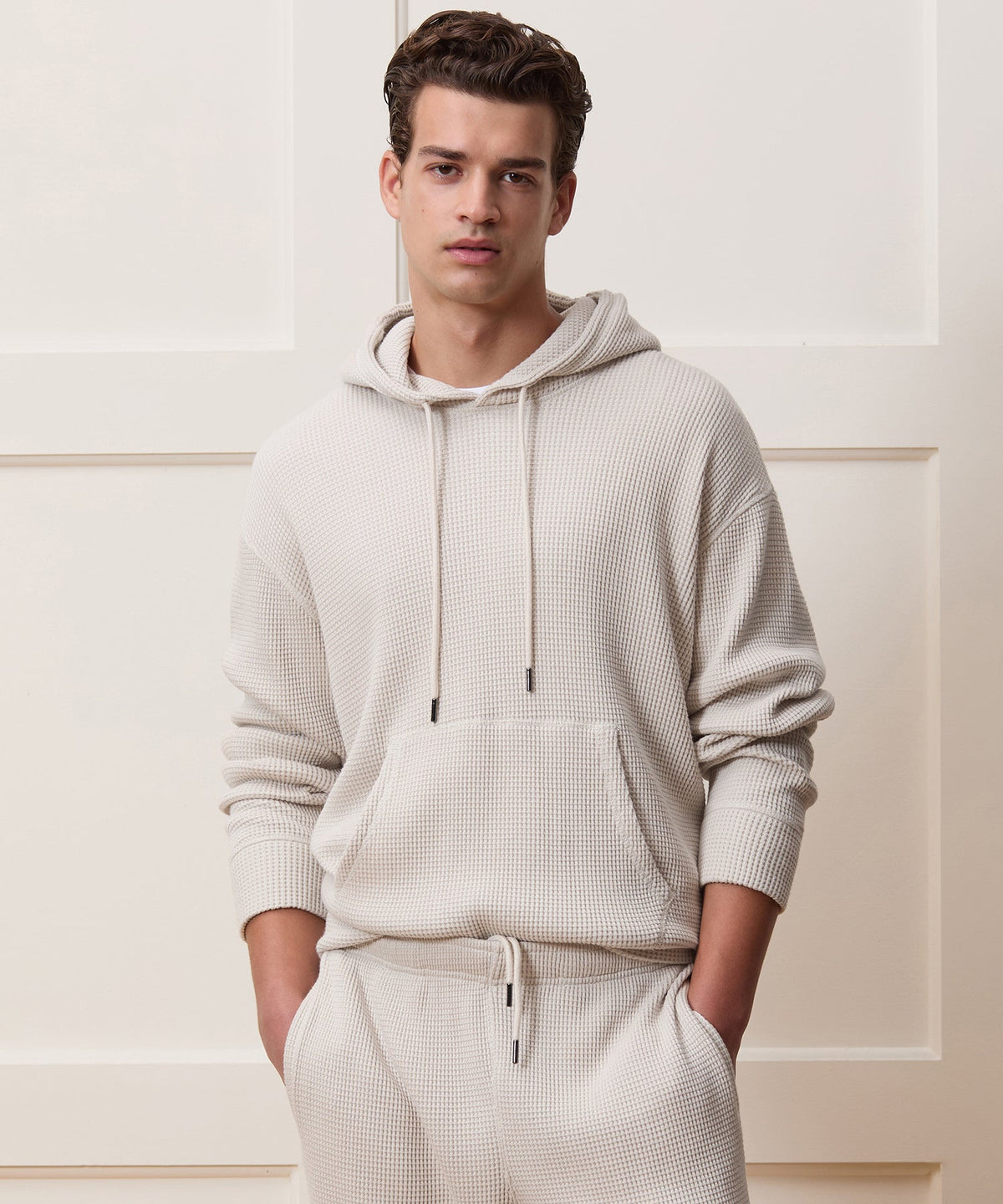Todd Snyder Portuguese Cotton Waffle Hoodie - Pumice