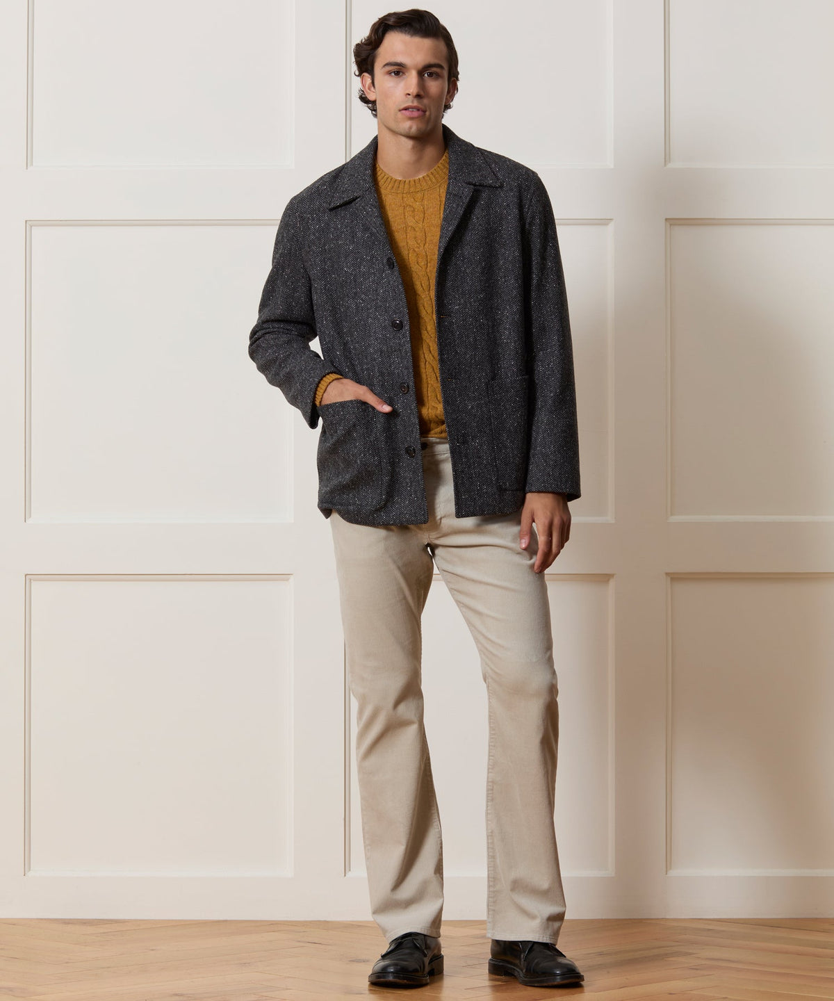 Todd Snyder Italian Wool Herringbone Chore Coat - Dark Charcoal