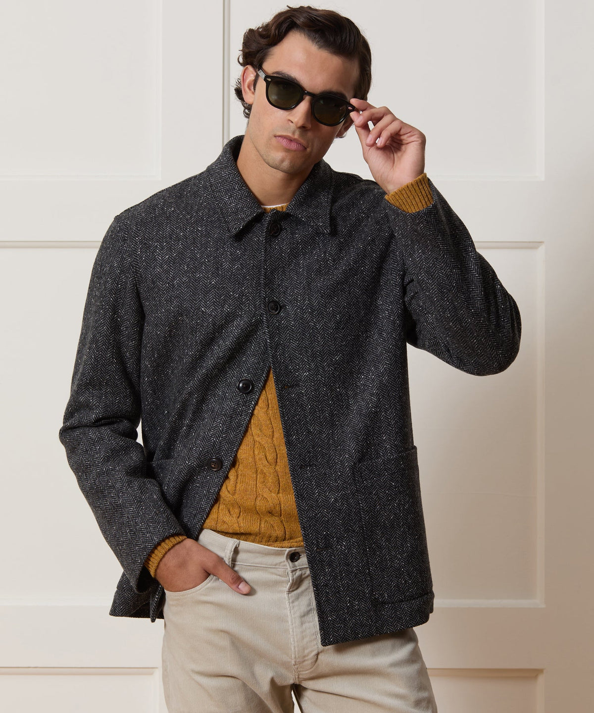 Todd Snyder Italian Wool Herringbone Chore Coat - Dark Charcoal