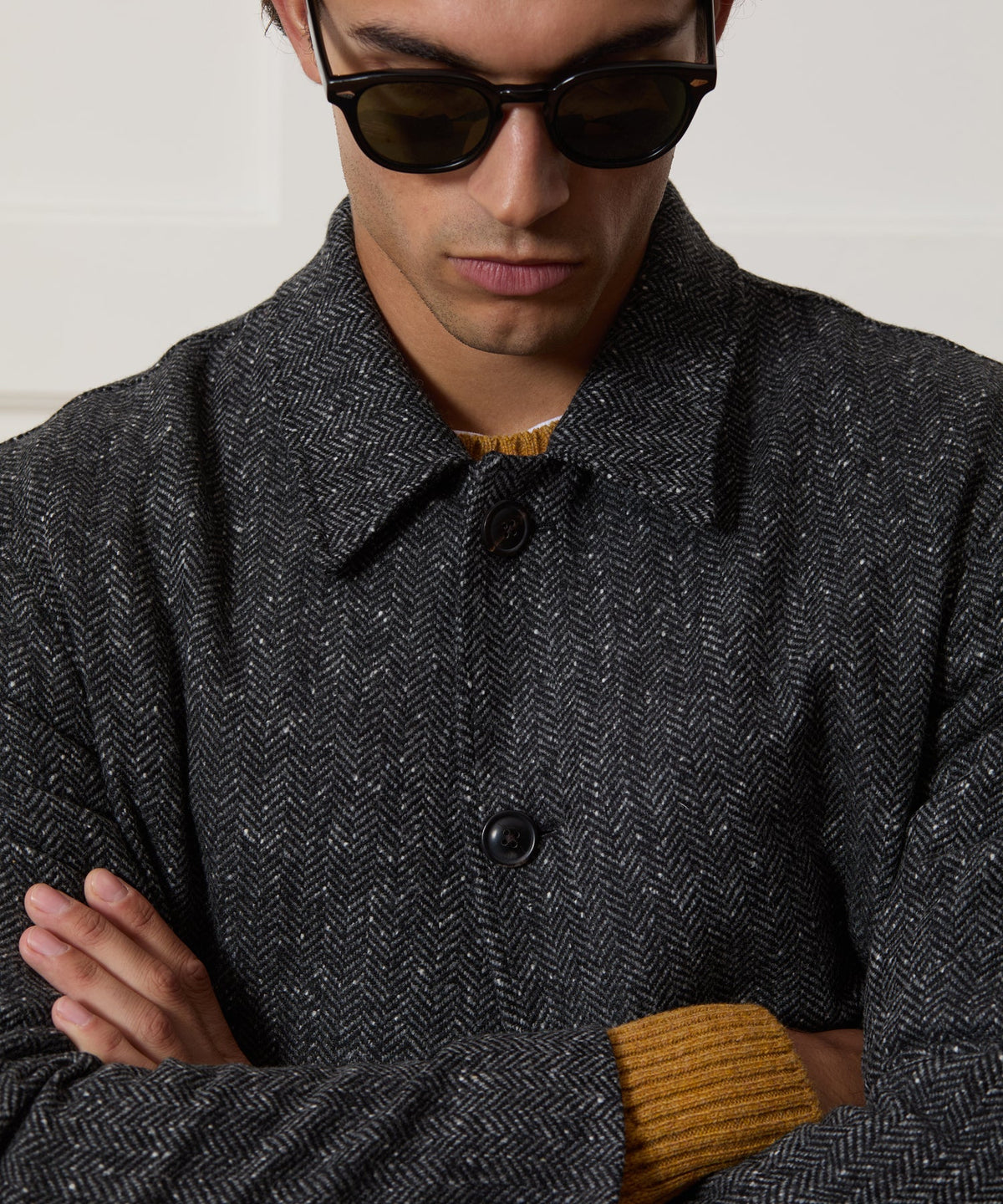 Todd Snyder Italian Wool Herringbone Chore Coat - Dark Charcoal
