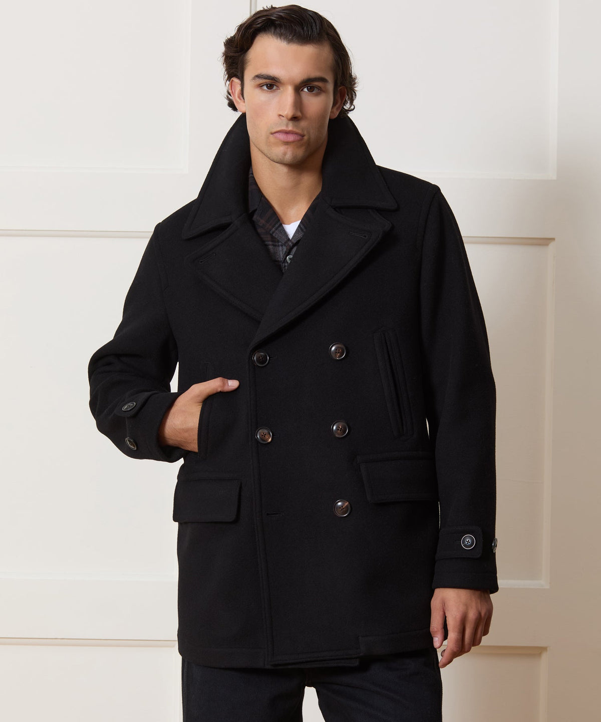 Todd Snyder Italian Wool-Cashmere Peacoat - Black