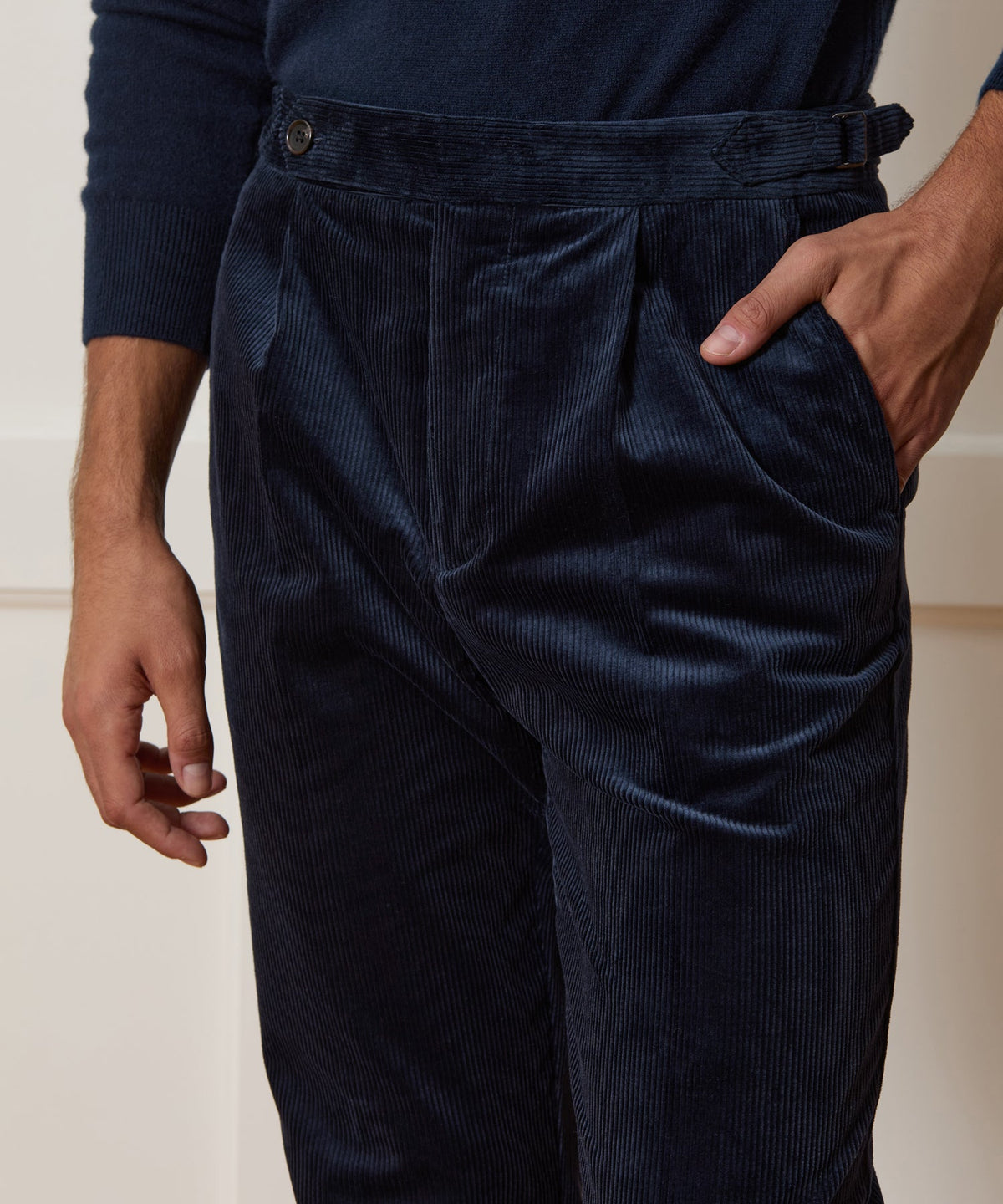 Todd Snyder Italian Corduroy Side Tab Trouser - Navy