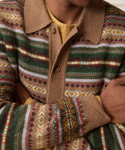Todd Snyder Fair Isle Sweater Polo - Camel