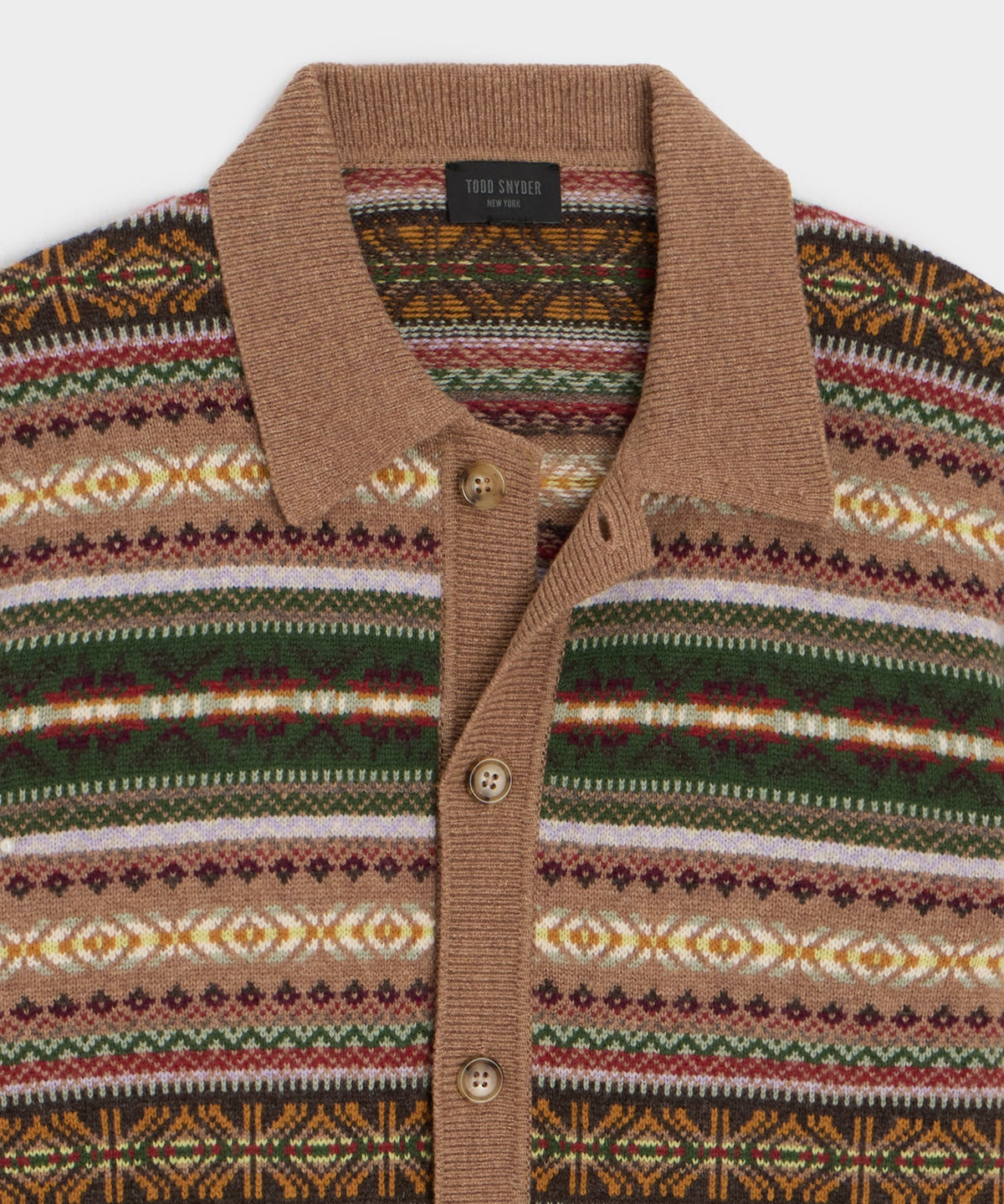 Todd Snyder Fair Isle Sweater Polo - Camel