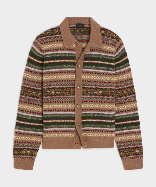 Todd Snyder Fair Isle Sweater Polo - Camel
