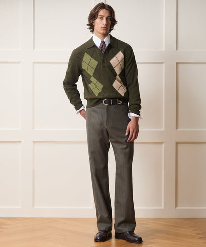 Todd Snyder Argyle Sweater Polo - Olive