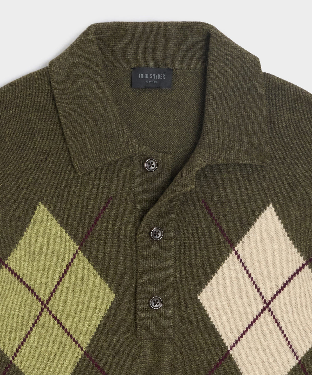 Todd Snyder Argyle Sweater Polo - Olive