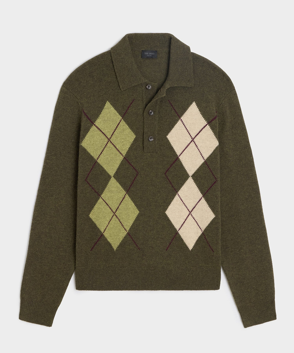 Todd Snyder Argyle Sweater Polo - Olive