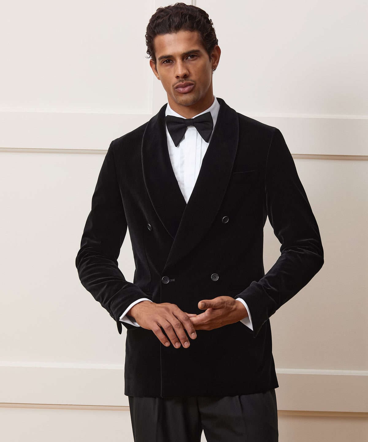 Todd Snyder Italian Velvet Double-Breasted Dinner Jacket - Black