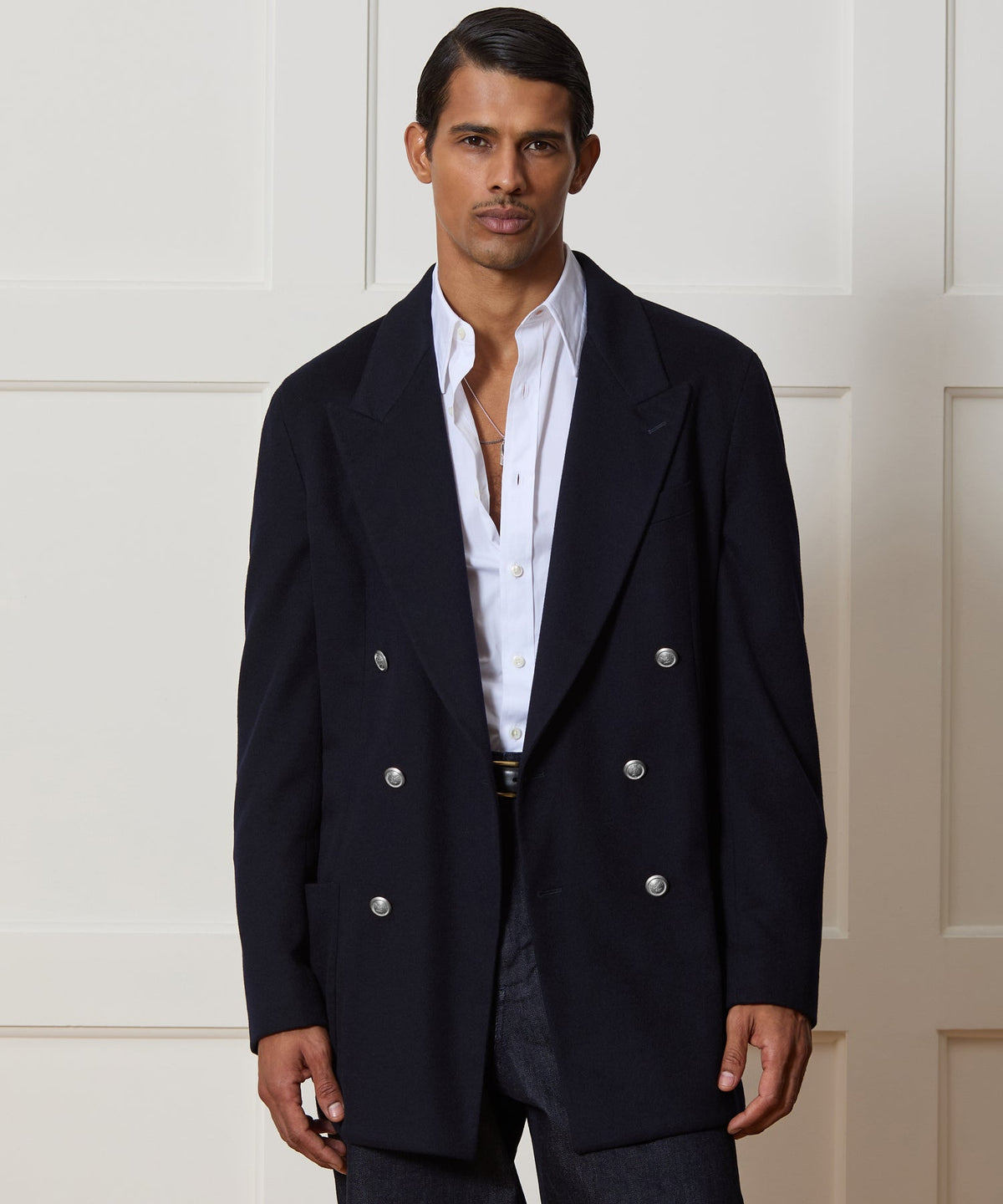 Todd Snyder Italian Cashmere Double-Breasted Wythe Jacket - Navy