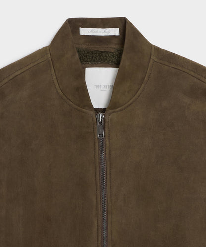 Todd Snyder Italian Shearling Aviator Jacket - Olive