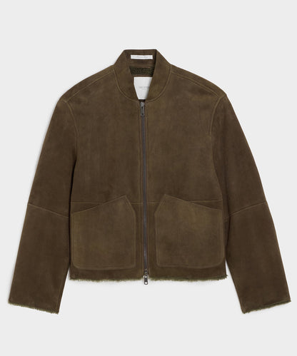 Todd Snyder Italian Shearling Aviator Jacket - Olive