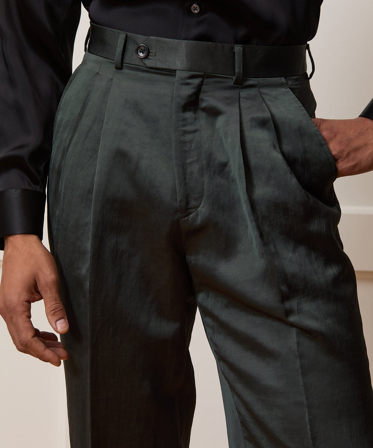 Todd Snyder Italian Satin Wythe Trouser - Emerald Green