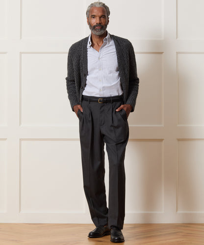 Todd Snyder Italian Flannel Striped Hollywood Trouser - Charcoal