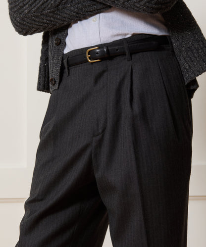 Todd Snyder Italian Flannel Striped Hollywood Trouser - Charcoal