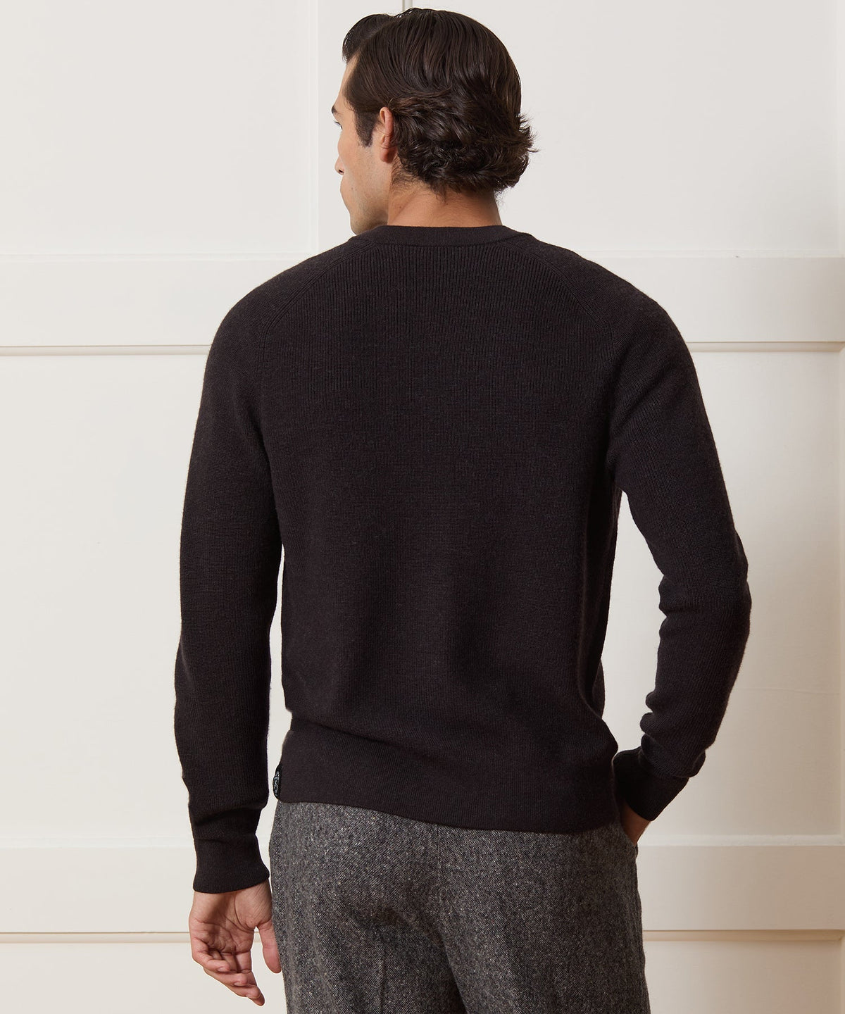 Todd Snyder Merino Crewneck Cardigan - Espresso Bean