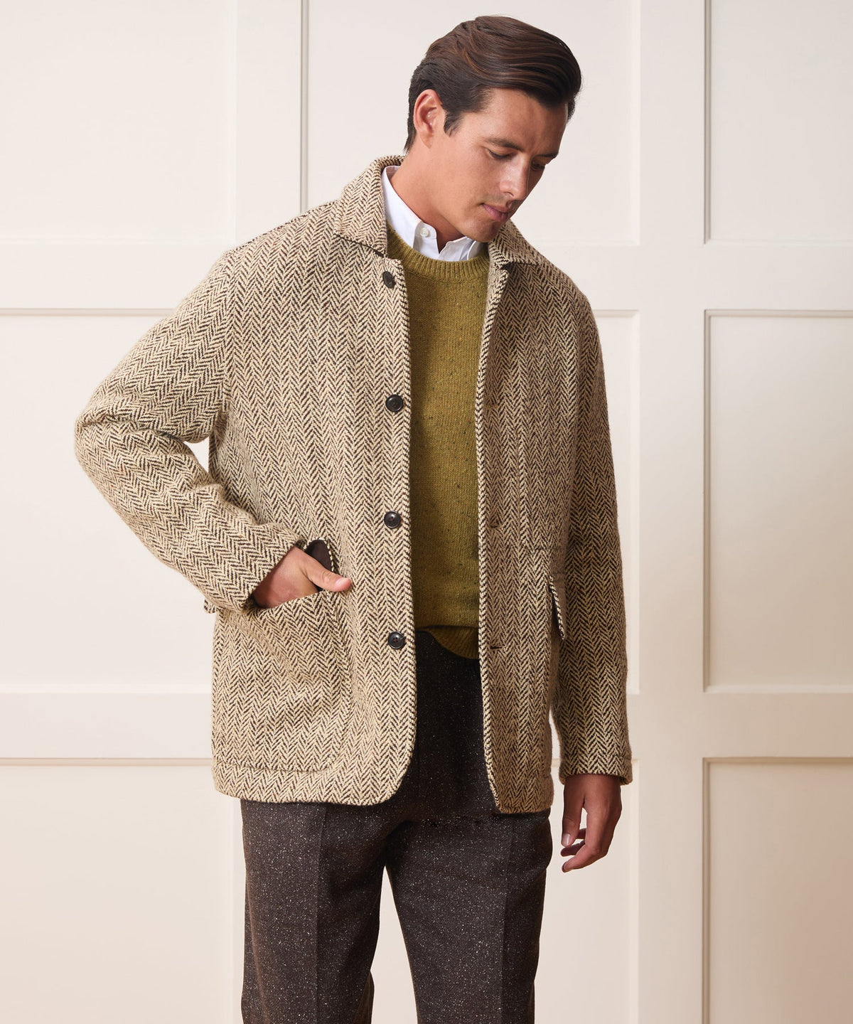 Todd Snyder Italian Wool Walking Jacket - Brown Herringbone
