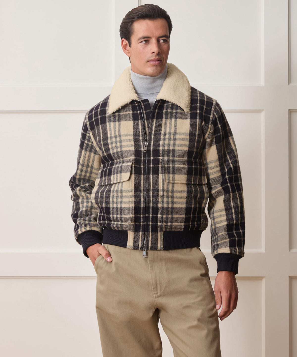 Todd Snyder Fur Collar Bomber Jacket - Navy
