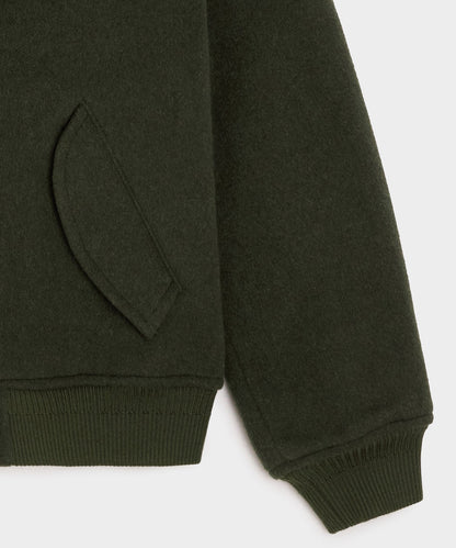 Todd Snyder Shearling Collar Wool Bomber Jacket - Olive