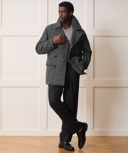 Todd Snyder Italian Herringbone Peacoat - Dark Charcoal
