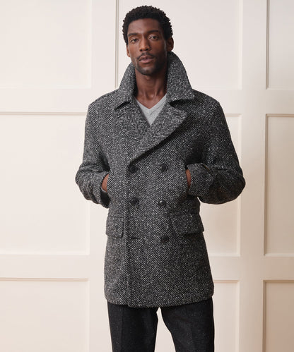Todd Snyder Italian Herringbone Peacoat - Dark Charcoal