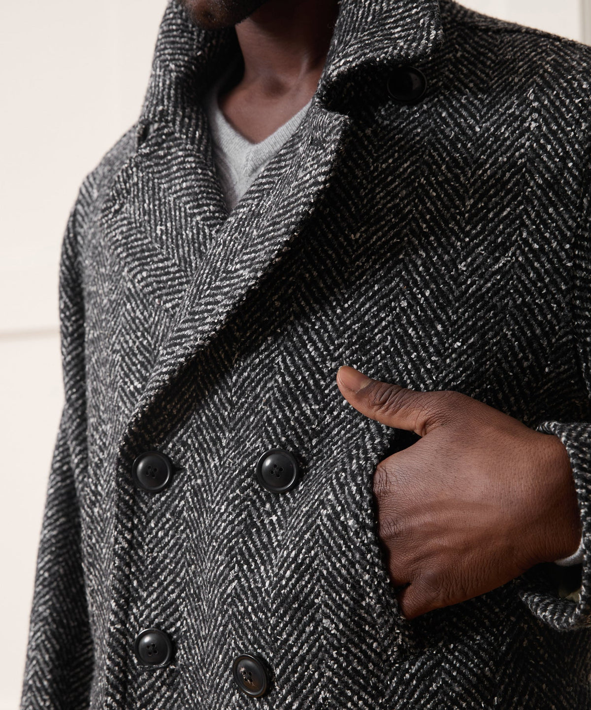 Todd Snyder Italian Herringbone Peacoat - Dark Charcoal