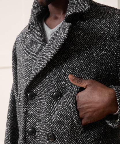 Todd Snyder Italian Herringbone Peacoat - Dark Charcoal