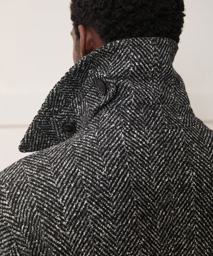 Todd Snyder Italian Herringbone Peacoat - Dark Charcoal
