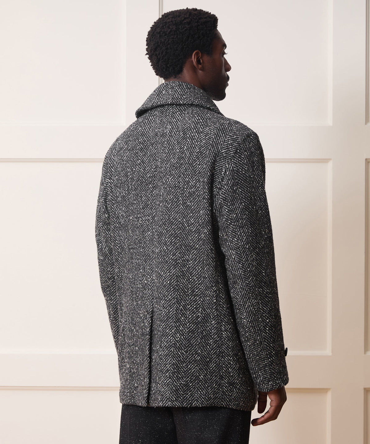 Todd Snyder Italian Herringbone Peacoat - Dark Charcoal