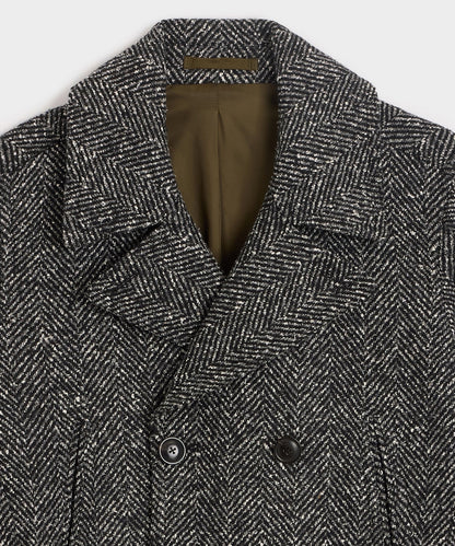 Todd Snyder Italian Herringbone Peacoat - Dark Charcoal