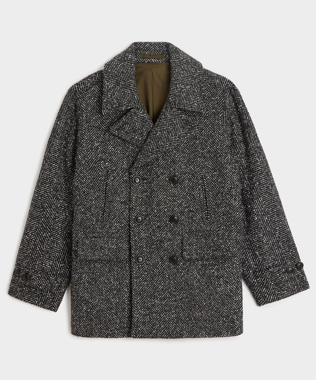 Todd Snyder Italian Herringbone Peacoat - Dark Charcoal