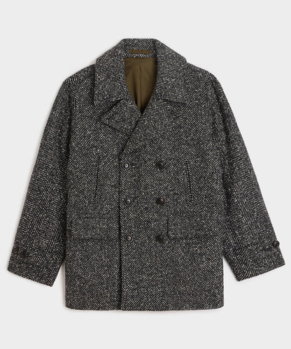 Todd Snyder Italian Herringbone Peacoat - Dark Charcoal
