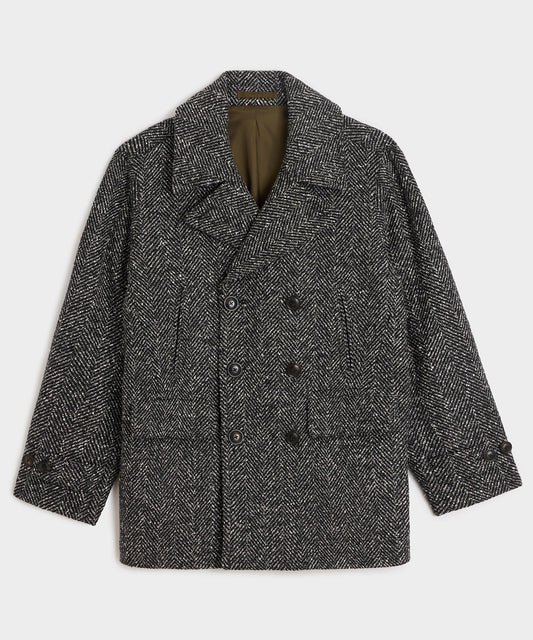 Todd Snyder Italian Herringbone Peacoat - Dark Charcoal