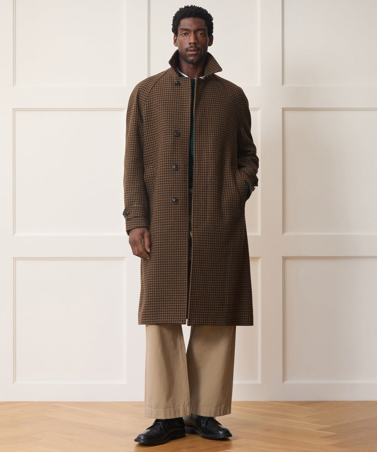 Todd Snyder Italian Houndstooth Balmacaan - Dark Brown