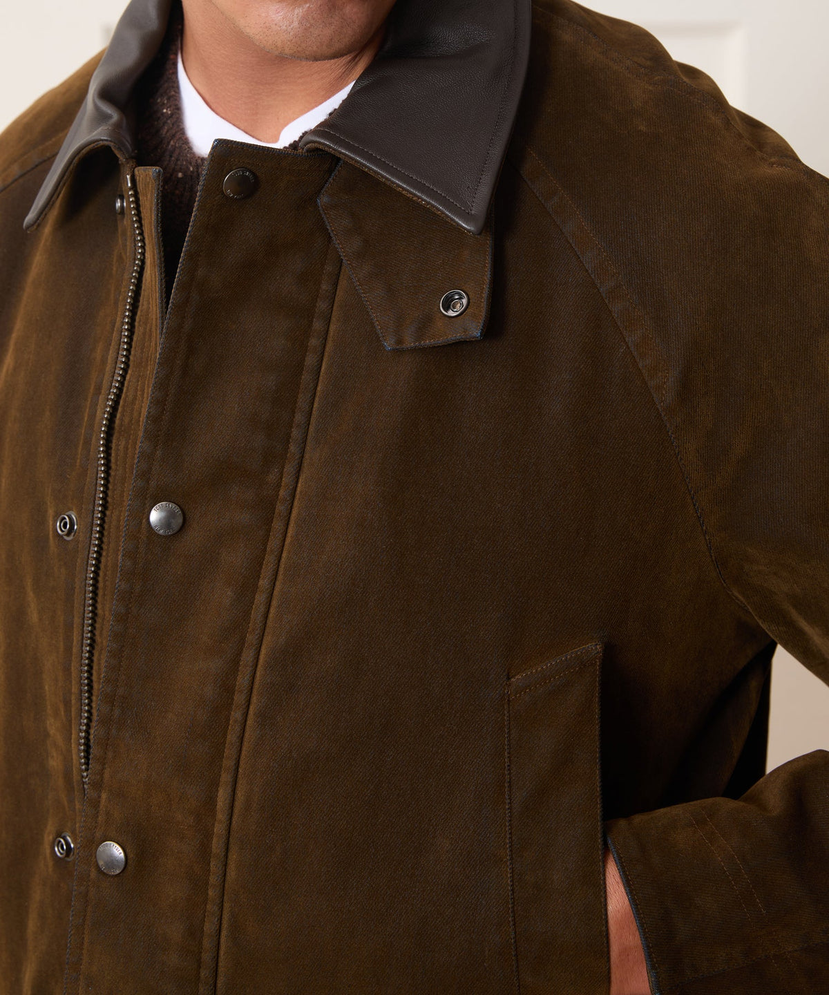 Todd Snyder Flocked Denim Long Stable Jacket - Brown