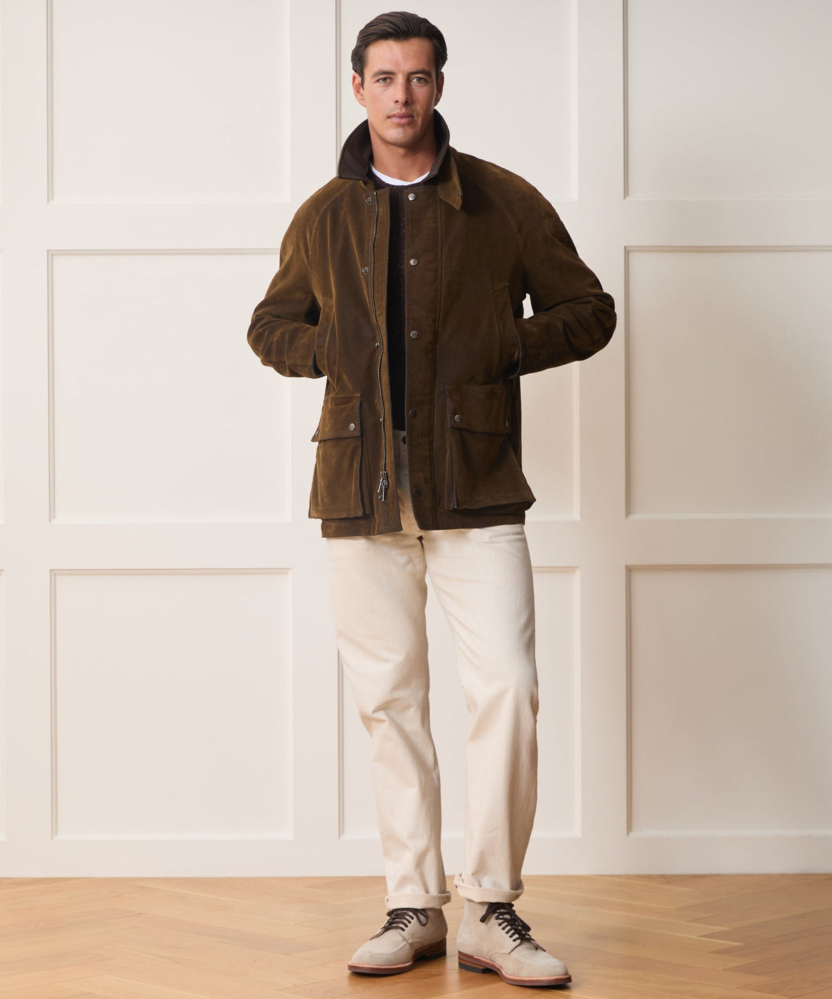 Todd Snyder Flocked Denim Long Stable Jacket - Brown