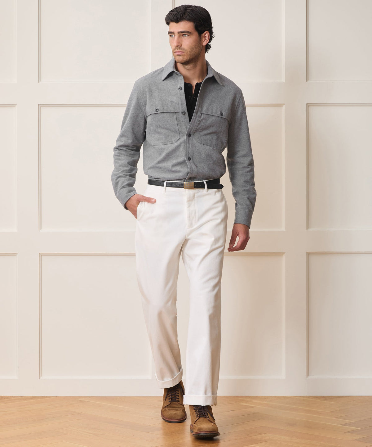Todd Snyder Chamois Cape Shirt - Charcoal