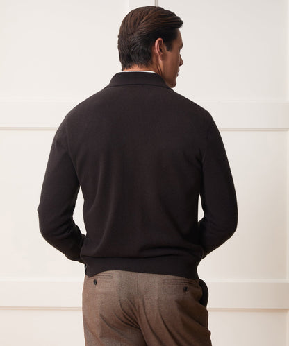Todd Snyder Cashmere Quarter-Zip Sweater Polo - Espresso Bean