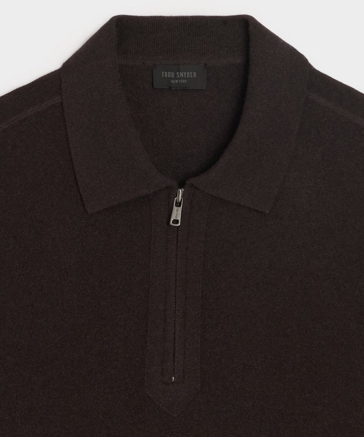 Todd Snyder Cashmere Quarter-Zip Sweater Polo - Espresso Bean