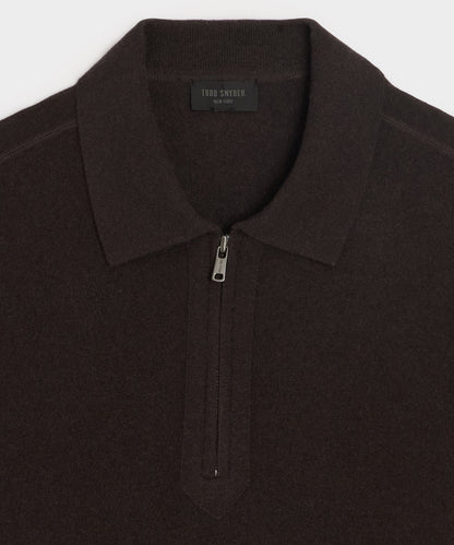 Todd Snyder Cashmere Quarter-Zip Sweater Polo - Espresso Bean