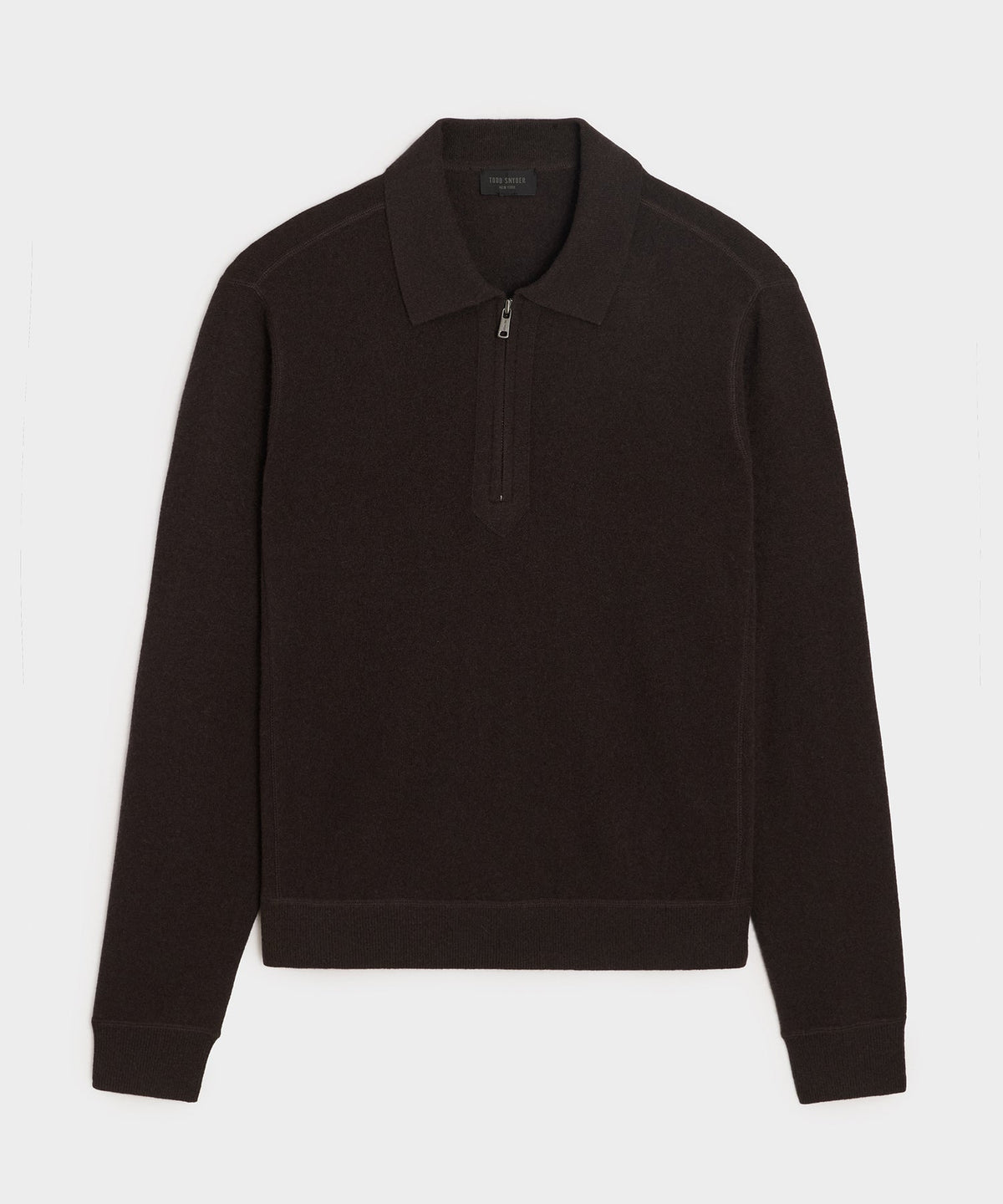 Todd Snyder Cashmere Quarter-Zip Sweater Polo - Espresso Bean