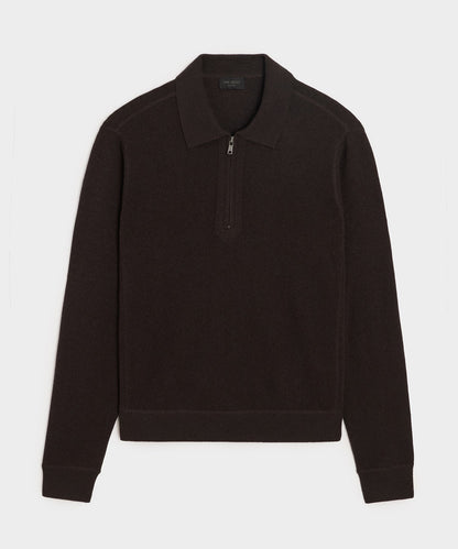 Todd Snyder Cashmere Quarter-Zip Sweater Polo - Espresso Bean