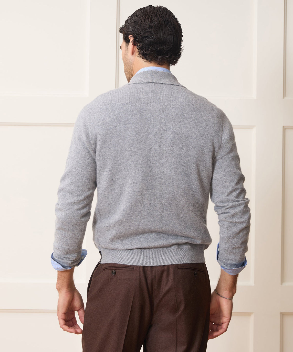 Todd Snyder Cashmere Quarter-Zip Sweater Polo - Heather Grey
