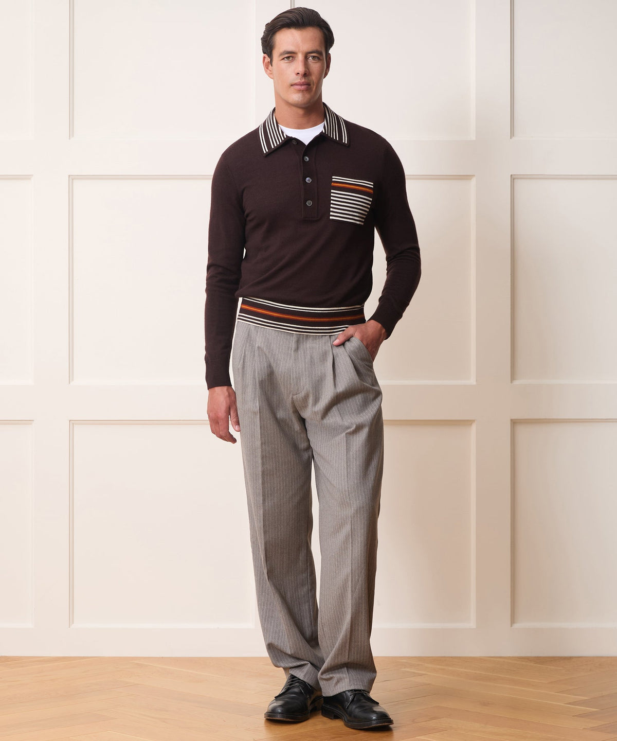 Todd Snyder Knightsbridge Sweater Polo - Espresso Bean